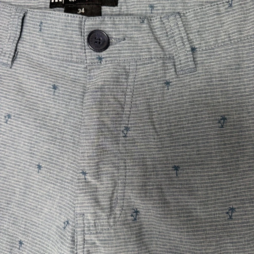 TravisMathew‎ Mens Blue Striped Palm Tree Golf Shorts 1MU342 Size 34